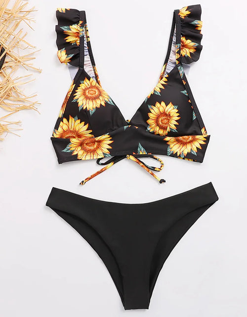 Load image into Gallery viewer, Sunflower Printed Bikini Set Sexy Swimwear Women 2021 Mujer Push up Padded Biquini Bathers Bandage Bathing Suit Swimsuit Bikini
