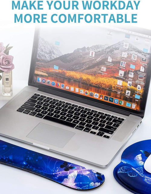 Load image into Gallery viewer, Keyboard Wrist Rest and Mouse Pad with Wrist Support, Memory Foam Set for Gaming and Office, Comfortable &amp; Lightweight for Easy Typing &amp; Pain Relief (White Butterflies)
