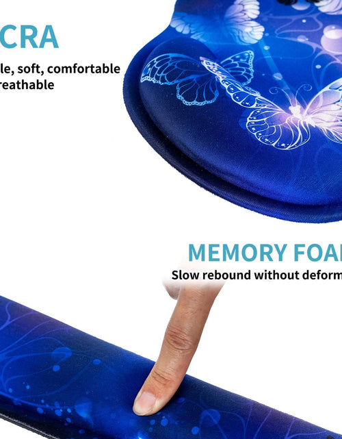 Load image into Gallery viewer, Keyboard Wrist Rest and Mouse Pad with Wrist Support, Memory Foam Set for Gaming and Office, Comfortable &amp; Lightweight for Easy Typing &amp; Pain Relief (White Butterflies)
