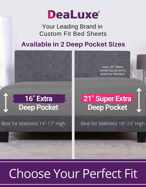 Load image into Gallery viewer, Fitted Sheets Queen Size – Queen Fitted Sheet Only Deep Pocket – Soft 21” Extra Deep Pocket Queen Fitted Sheets Fit Perfectly 17”–23” Deep Mattress &amp; Toppers – 1 Bottom Sheet Grey Fitted Sheet Queen
