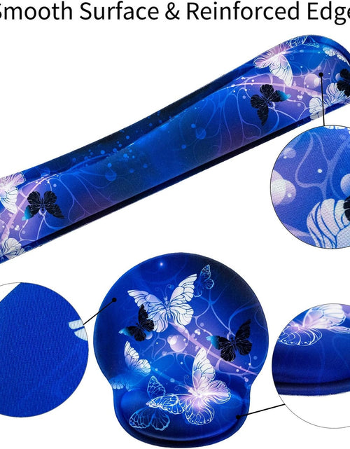 Load image into Gallery viewer, Keyboard Wrist Rest and Mouse Pad with Wrist Support, Memory Foam Set for Gaming and Office, Comfortable &amp; Lightweight for Easy Typing &amp; Pain Relief (White Butterflies)
