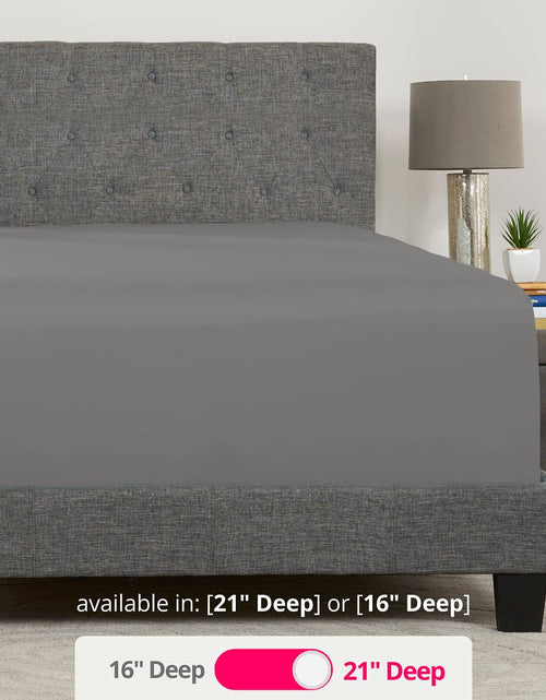 Load image into Gallery viewer, Fitted Sheets Queen Size – Queen Fitted Sheet Only Deep Pocket – Soft 21” Extra Deep Pocket Queen Fitted Sheets Fit Perfectly 17”–23” Deep Mattress &amp; Toppers – 1 Bottom Sheet Grey Fitted Sheet Queen
