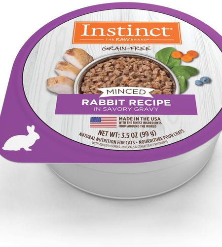 Grain Free Minced Recipe with Real Rabbit Natural Wet Cat Food, 3.5 Oz. Cups (Case of 12)
